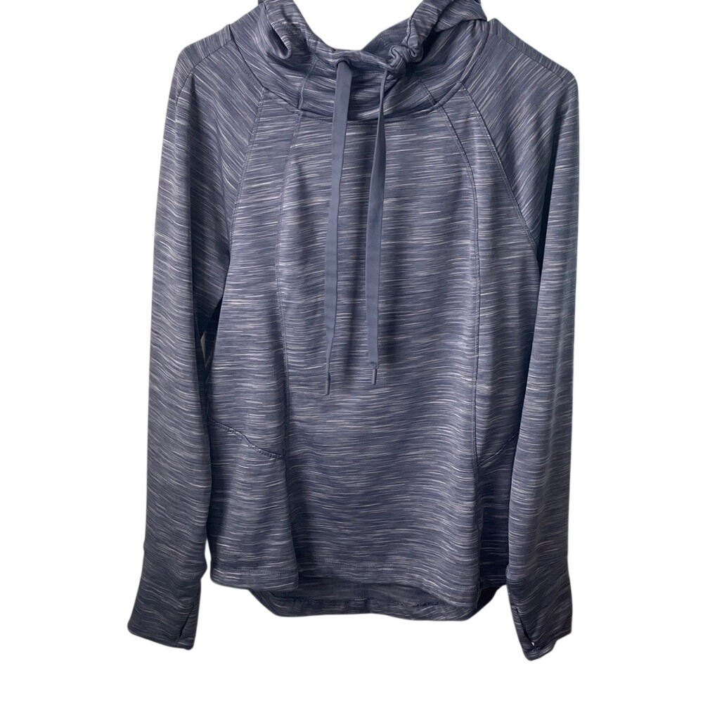 90 Degree by Reflex Womens Space Dye Funnel Neck‎ Hoodie Blue Grey Medium